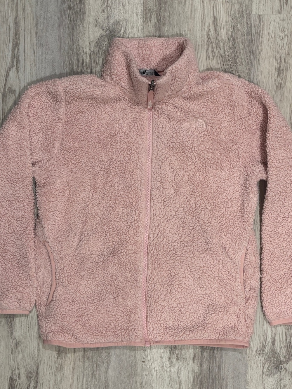 The North Face Girls Large Pink Sherpa Fleece Jacket Cozy Zip Up